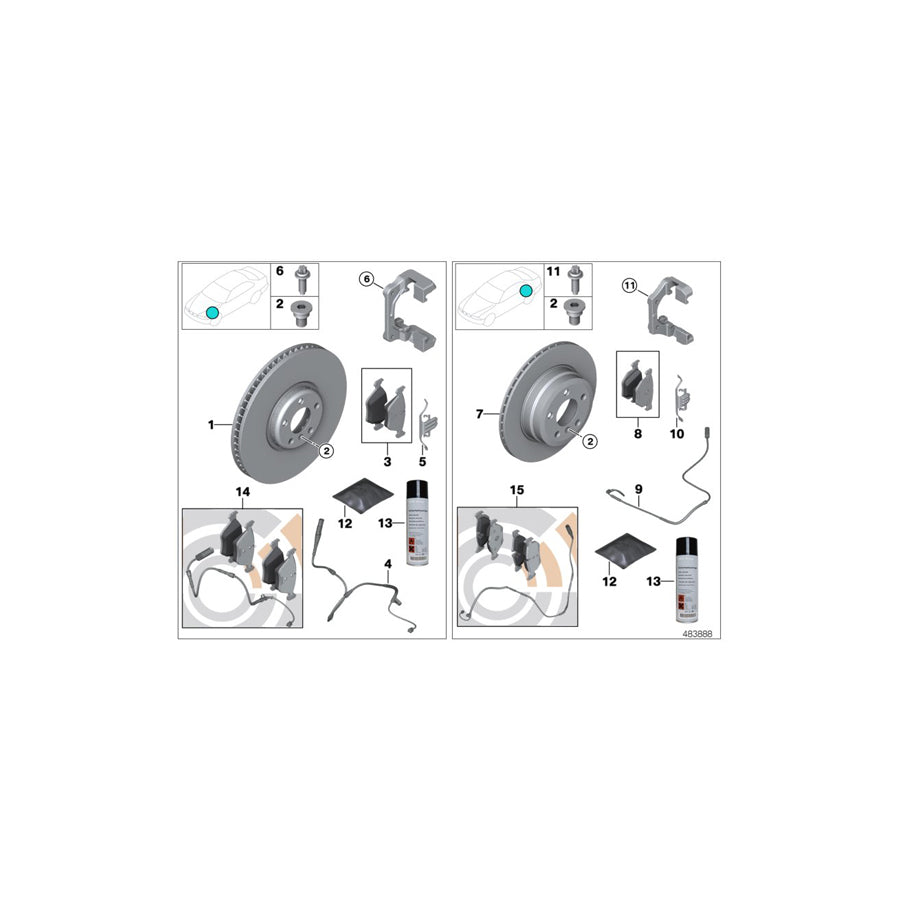 Genuine BMW 34112449265 Set Of Brake Pads With Wear Sensors VALUE LINE (Inc. Alpina B6, 550iX 4.4 & 550i)