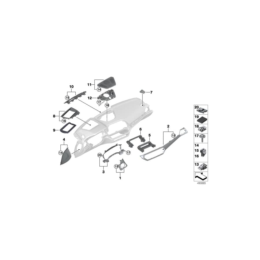 Genuine BMW 51456805541 G20 G21 Cover, Center Speaker (Inc. 330iX, 320i & 330d)