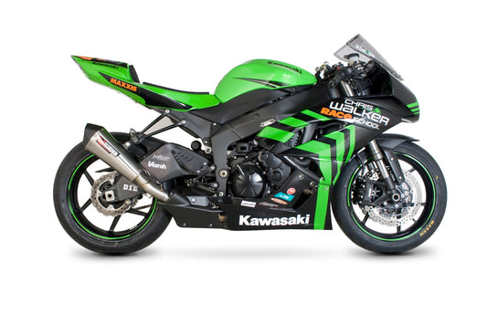 Scorpion RKA85SEO Kawasaki Ninja ZX-6R Serket Taper Slip-On - Brushed Stainless Steel Sleeve | ML Performance UK UK