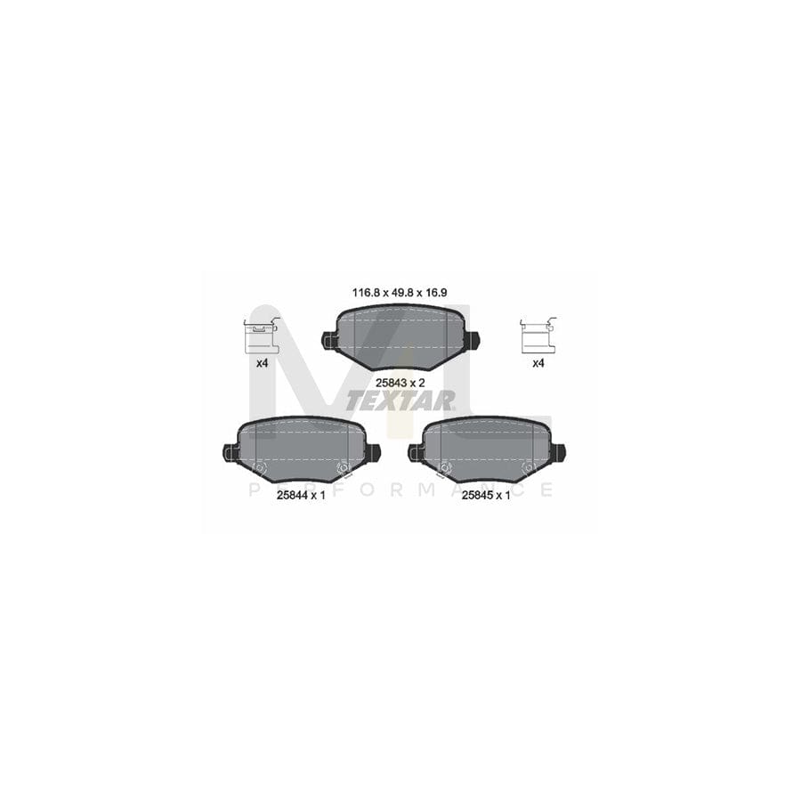 TEXTAR 2584301 Brake pad set with acoustic wear warning, with accessories