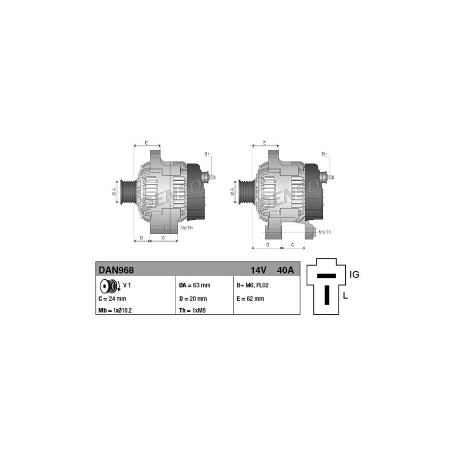 DENSO DAN968 Alternator for Daihatsu Hijet