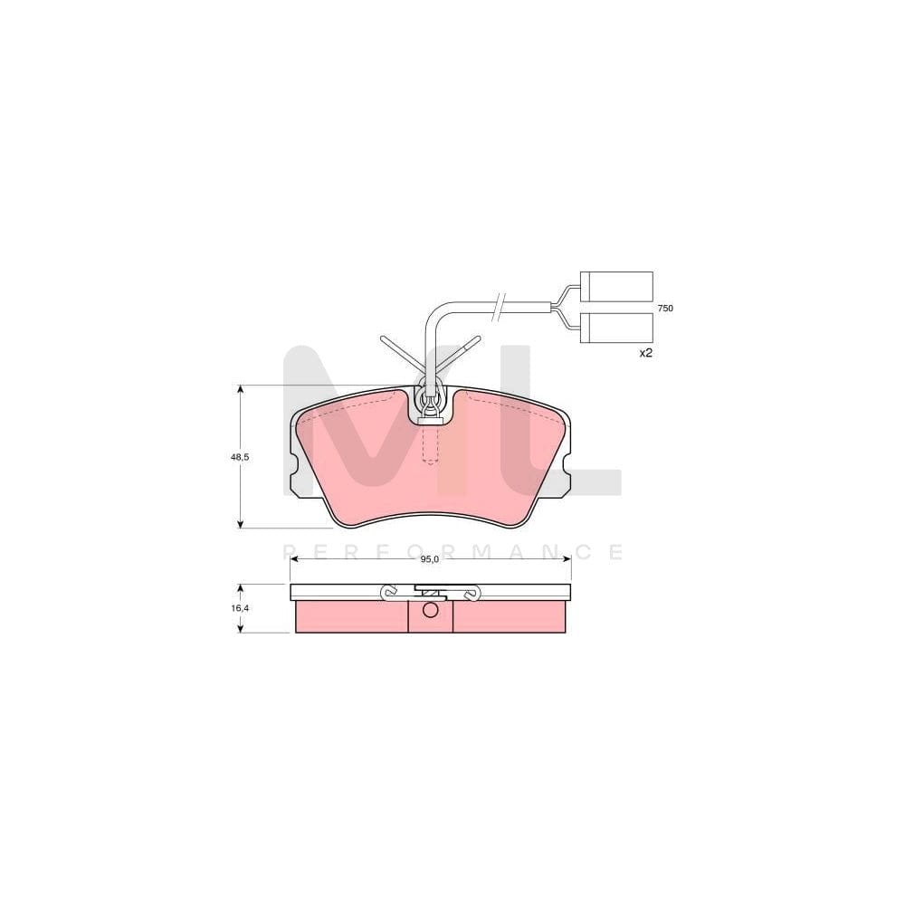TRW Gdb900 Brake Pad Set Incl. Wear Warning Contact