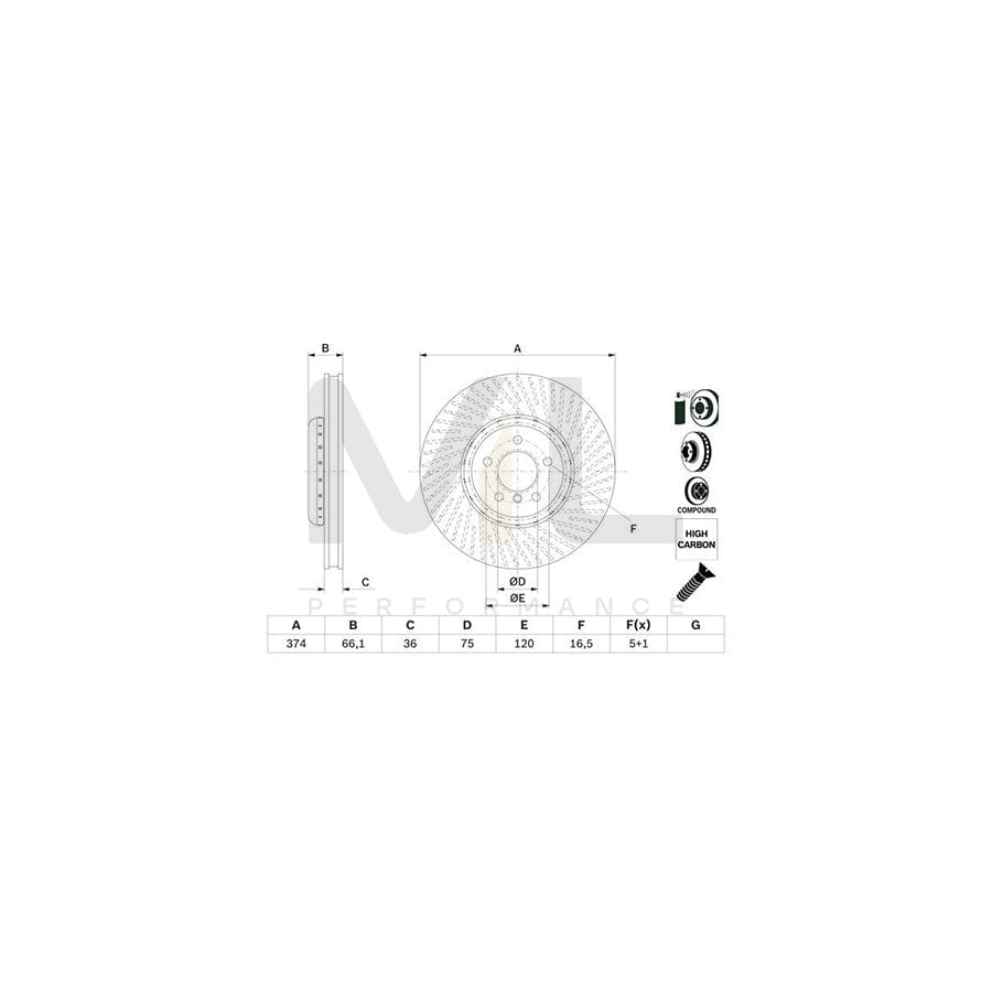 BOSCH 0 986 479 E27 Brake Disc Two-piece brake disc, Vented, Coated, High-carbon, with bolts/screws | ML Performance Car Parts