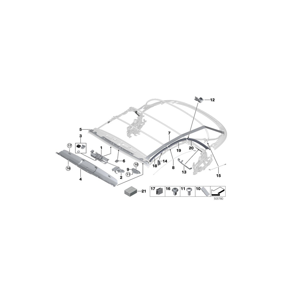 Genuine BMW 54349498255 Headliner Deflector SATZ (Inc. 225d, 228i & 230iX)