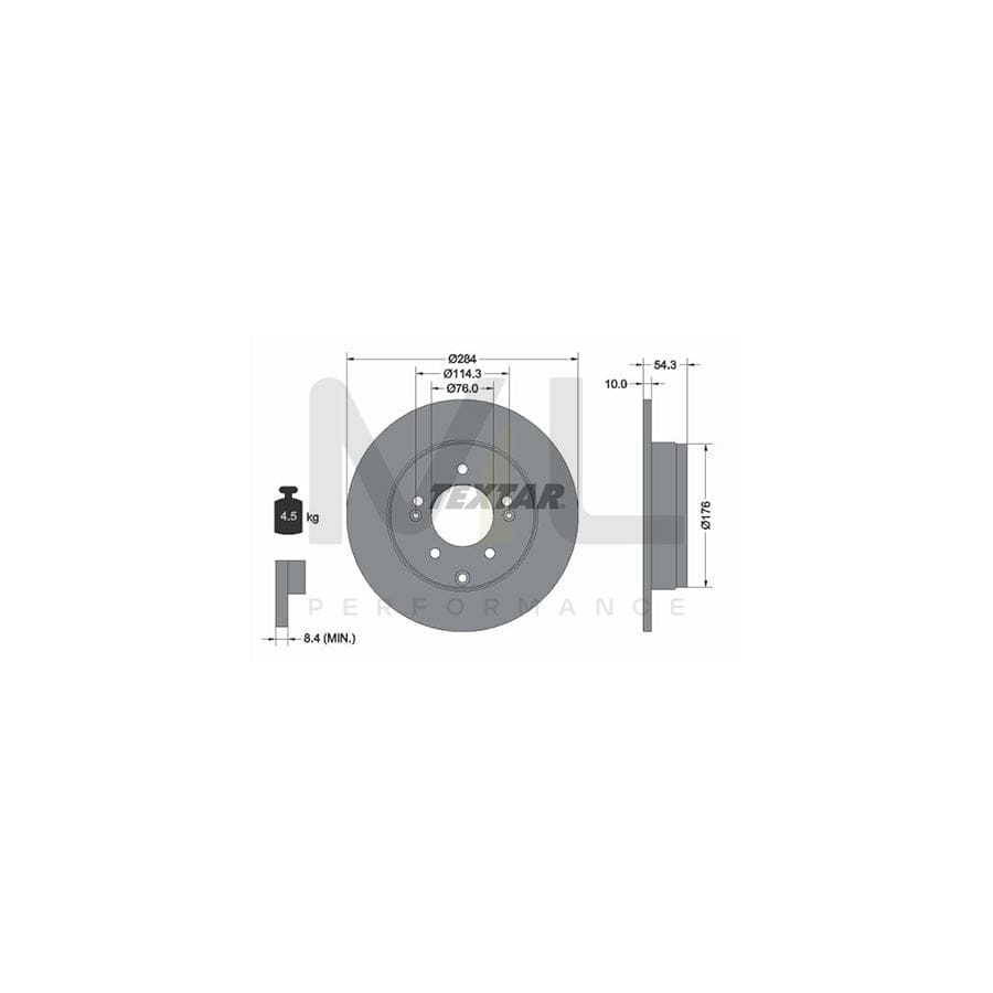 TEXTAR 92166600 Brake Disc Solid, without wheel hub, without wheel studs  - 1 piece