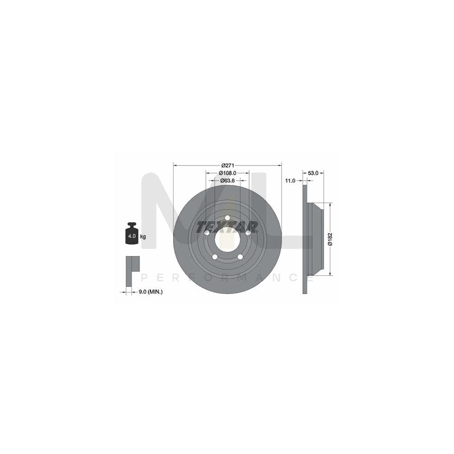 TEXTAR 92327403 Brake Disc for FORD Puma Off-Road Solid, Coated, without wheel hub, without wheel studs  - 1 piece