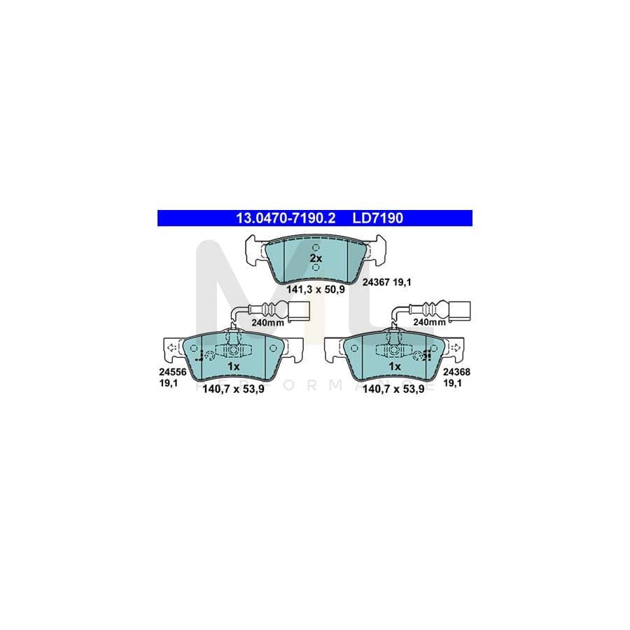 ATE Ceramic 13.0470-7190.2 Brake pad set for VW Touareg I (7LA, 7L6, 7L7) incl. wear warning contact