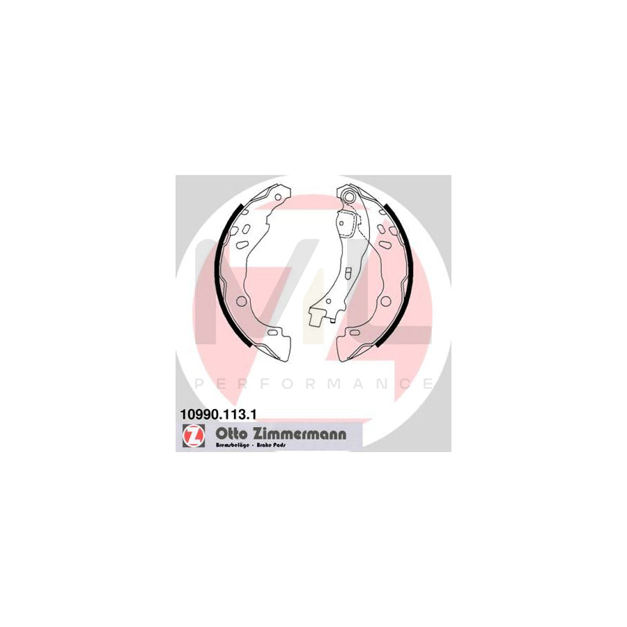ZIMMERMANN 10990.113.1 Brake Shoe Set Photo corresponds to scope of supply, with lever