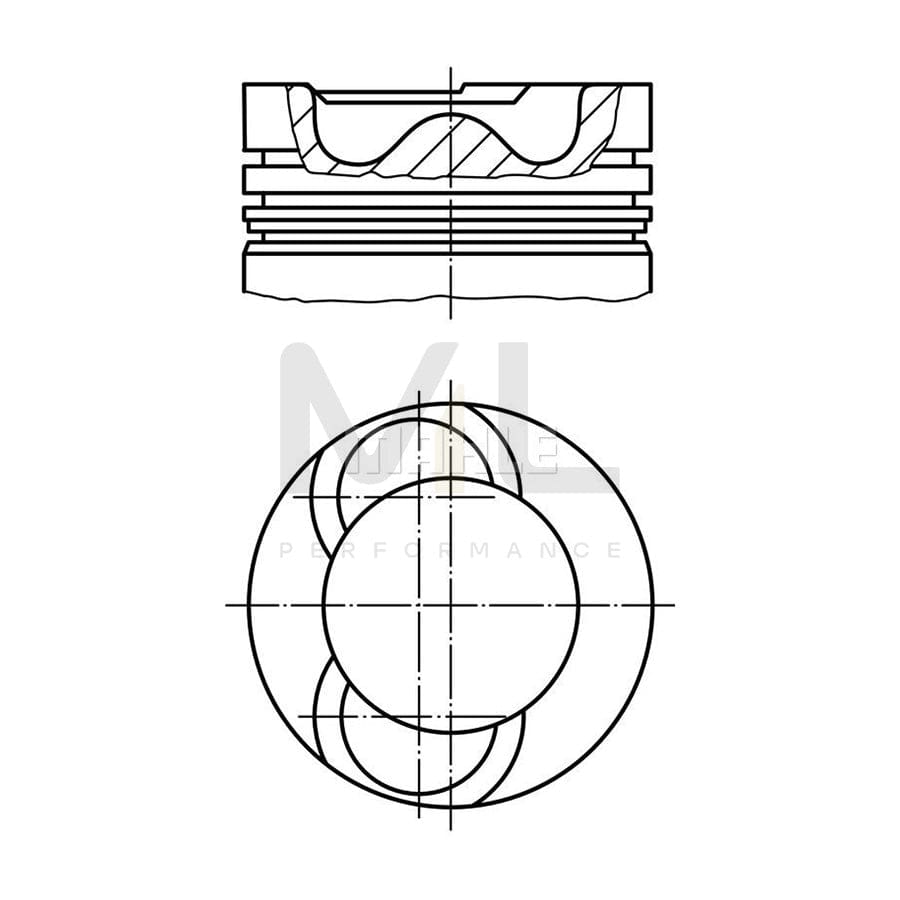 MAHLE ORIGINAL 038 60 00 Piston 130,18 mm, with piston ring carrier, without cooling duct | ML Performance Car Parts