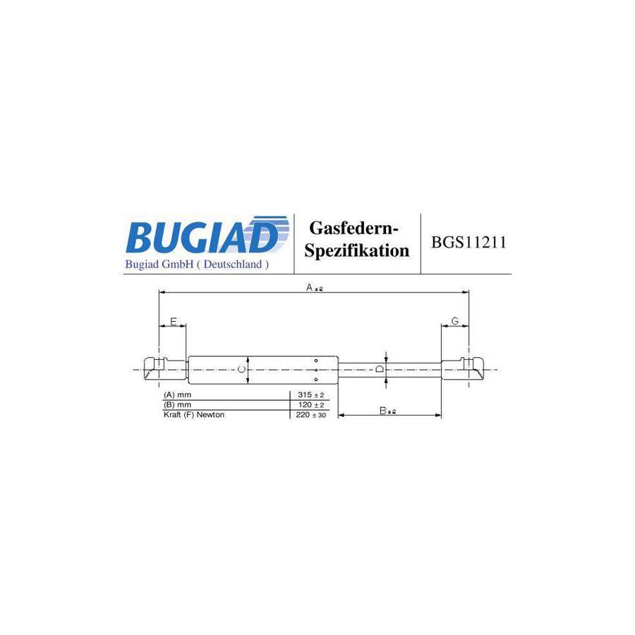 BUGIAD Bgs11211 Tailgate Strut for Porsche 911 Coupe (996)