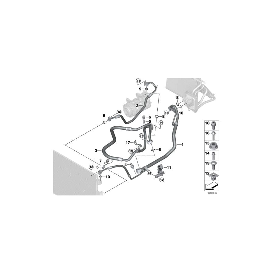 Genuine BMW 64539354534 G01 G02 Refrigerant Line, Dual Line R1234YF (Inc. X4)