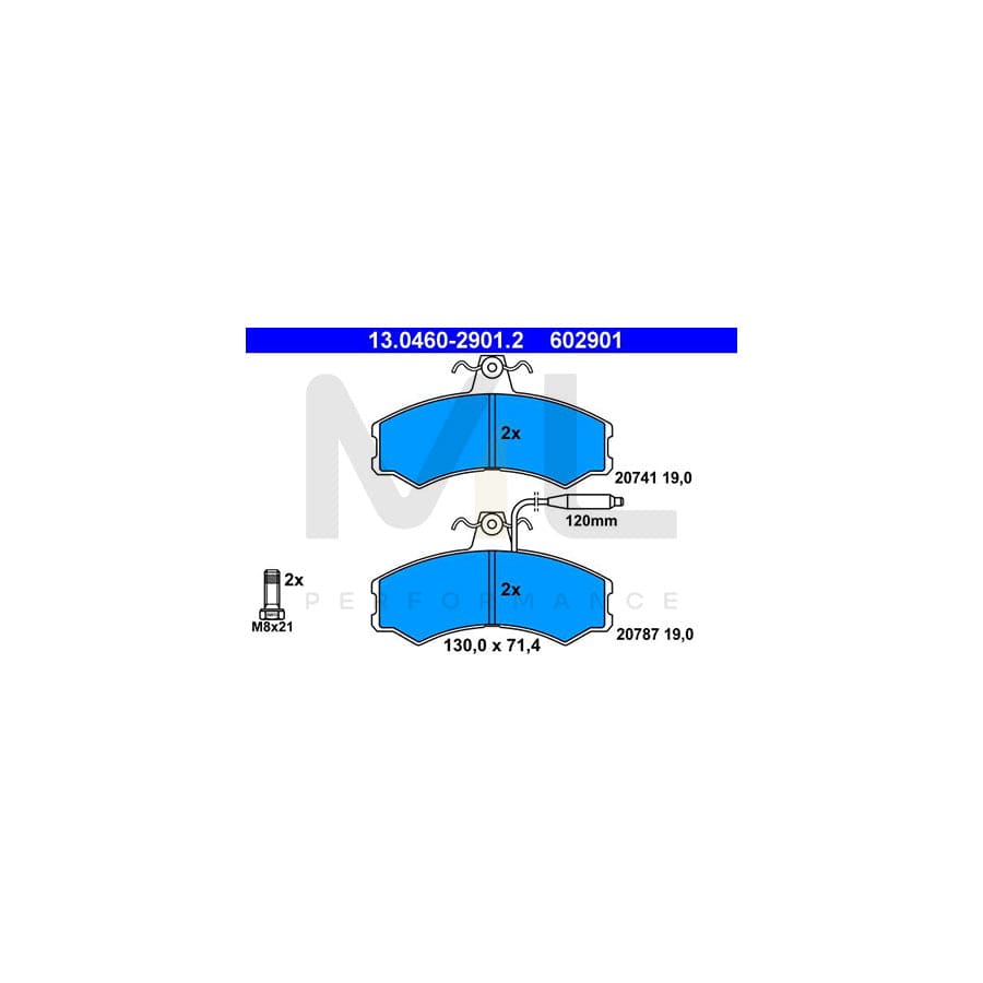 ATE 13.0460-2901.2 Brake pad set incl. wear warning contact, with brake caliper screws