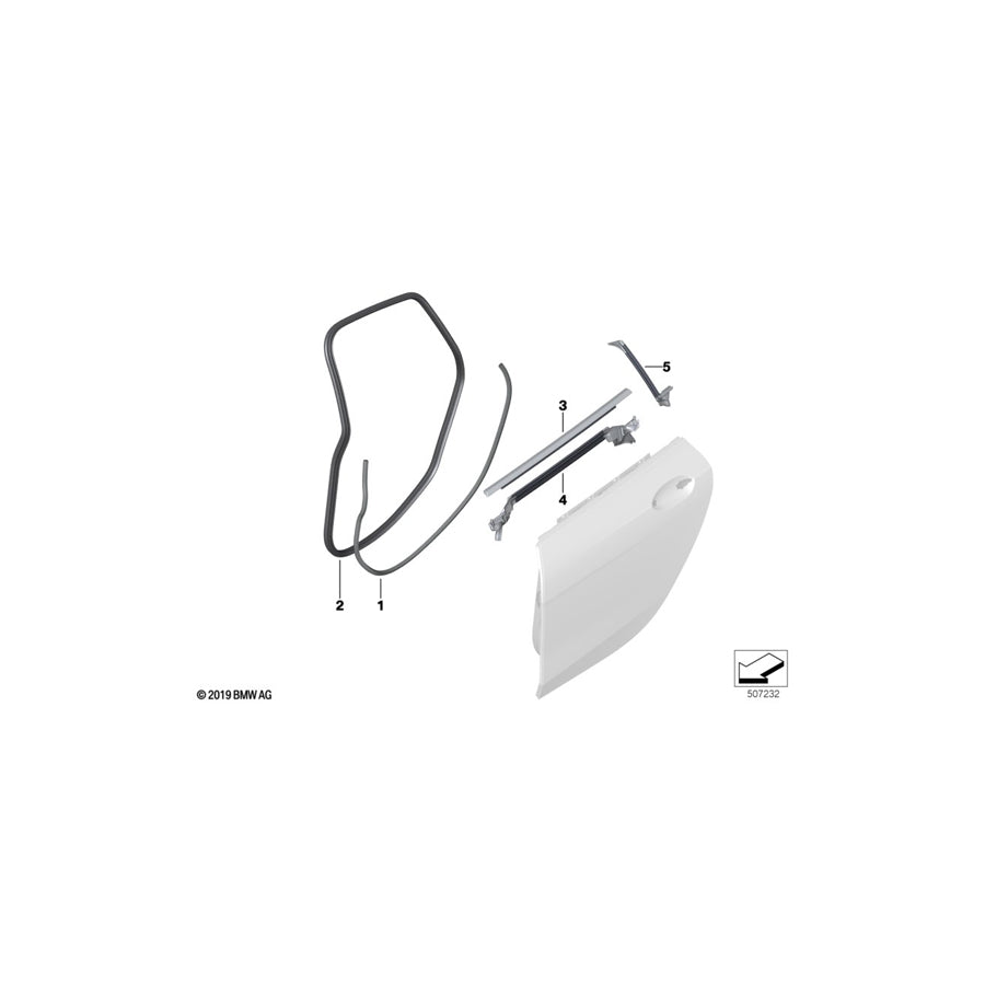 Genuine BMW 51357483106 F44 Shaft Cover Inner, Rear Door Right (Inc. 228iX, 218i & 220d)