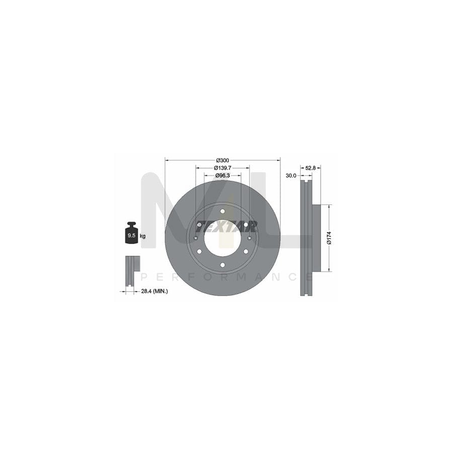 TEXTAR 92203800 Brake Disc for HYUNDAI H-1 Box Internally Vented, without wheel hub, without wheel studs  - 1 piece
