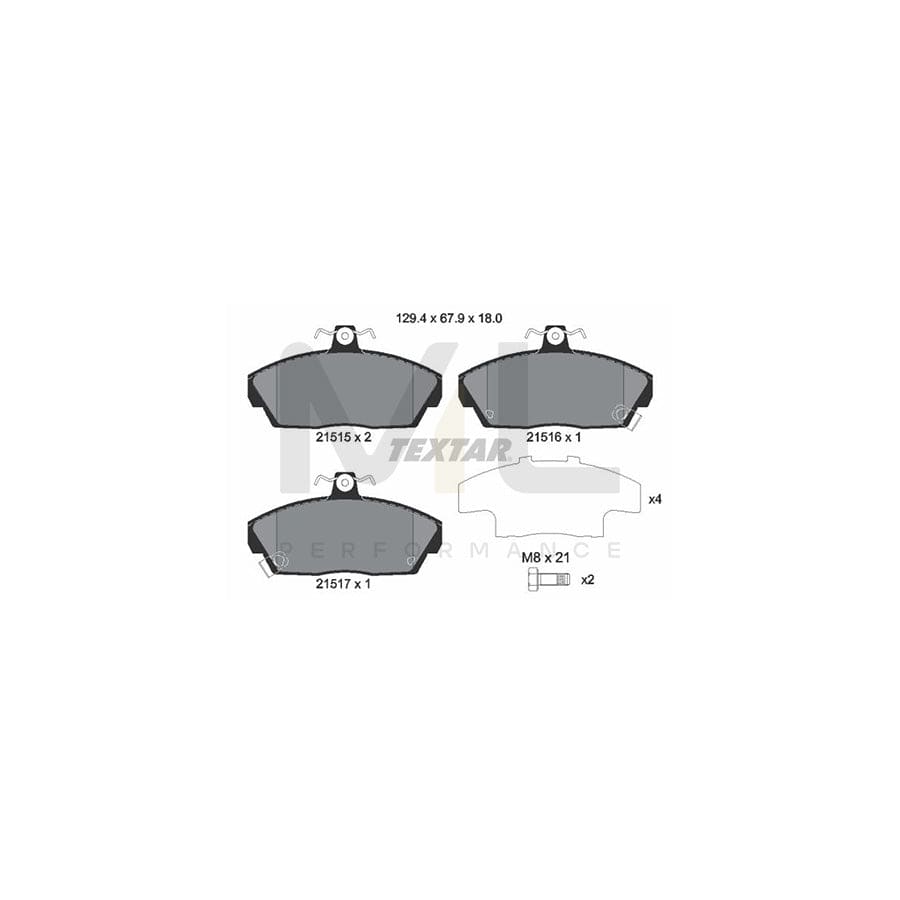 TEXTAR 2151503 Brake pad set with acoustic wear warning, with brake caliper screws, with accessories