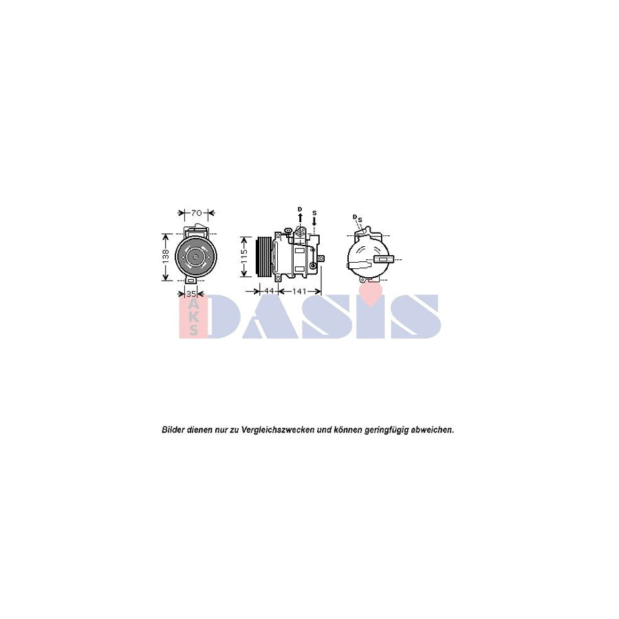 AKS Dasis 850379N Compressor, Air Conditioning Suitable for Mercedes-Benz Slk (R171)