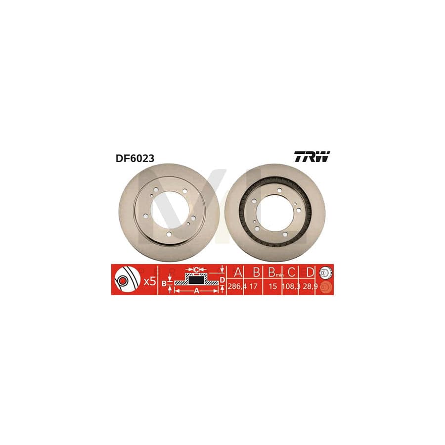 TRW DF6023 Brake Disc for SUZUKI GRAND VITARA Vented, Painted  - 1 piece