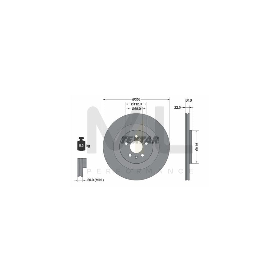 TEXTAR PRO 92241803 Brake Disc Internally Vented, Coated, without wheel hub, without wheel studs  - 1 piece