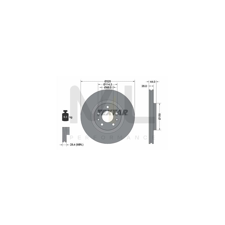 TEXTAR 92195400 Brake Disc Externally Vented, without wheel hub, without wheel studs  - 1 piece