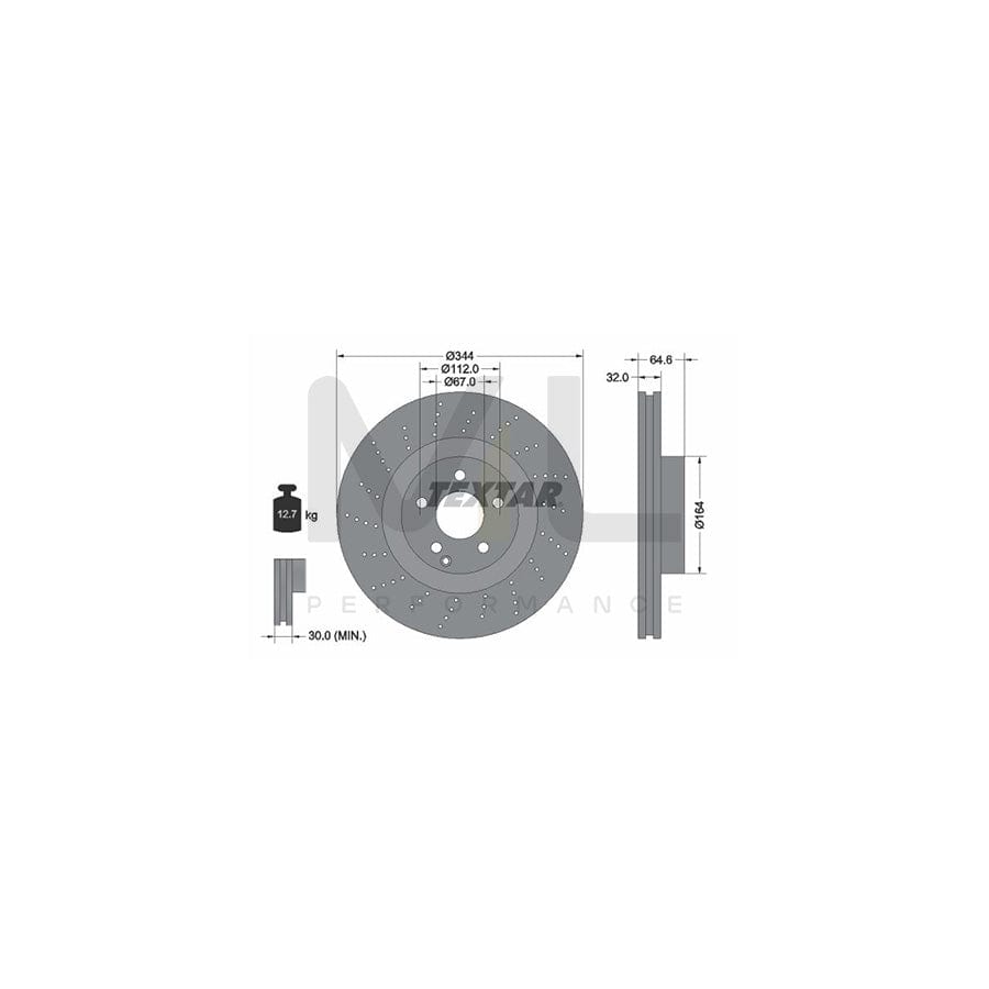 TEXTAR 92224600 Brake Disc Internally Vented, Perforated, without wheel hub, without wheel studs  - 1 piece