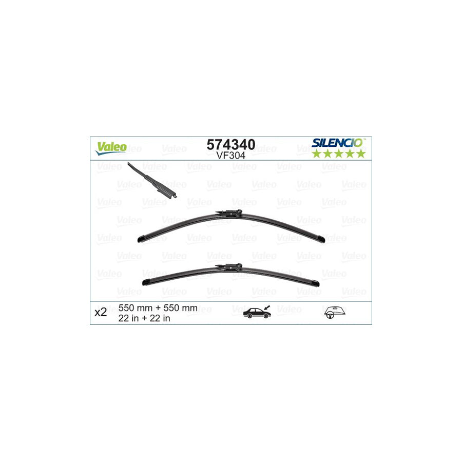 Valeo Silencio Flat Blade Set, Silencio X.Trm 574340 Wiper Blade