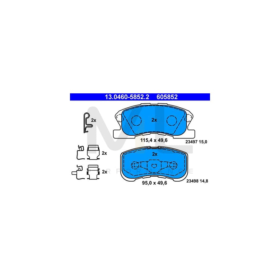 ATE 13.0460-5852.2 Brake pad set with acoustic wear warning, with accessories