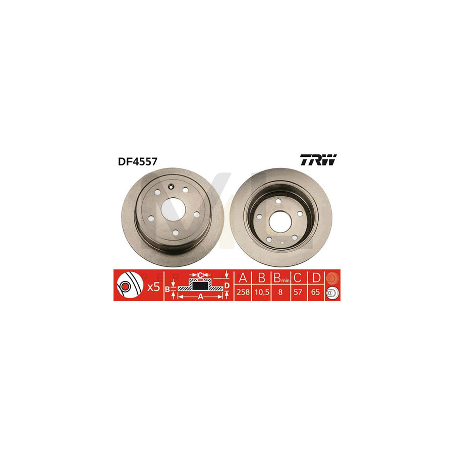 TRW DF4557 Brake Disc for DAEWOO Leganza Solid, Painted  - 1 piece