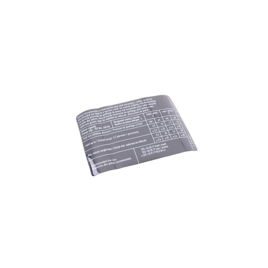 Genuine BMW 71242228732 E36 Label "Tire Pressure" (Inc. Z3 M)