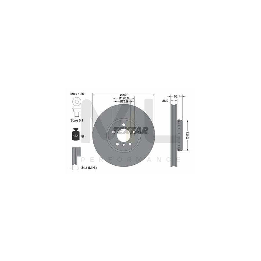 TEXTAR PRO+ 92253725 Brake Disc Internally Vented, Two-piece brake disc, Coated, High-carbon, with bolts/screws, without wheel hub, without wheel studs  - 1 piece