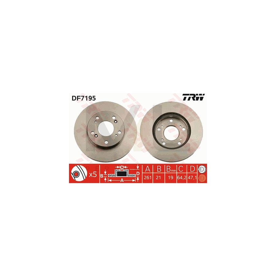 TRW DF7195 Brake Disc Vented, Painted  - 1 piece