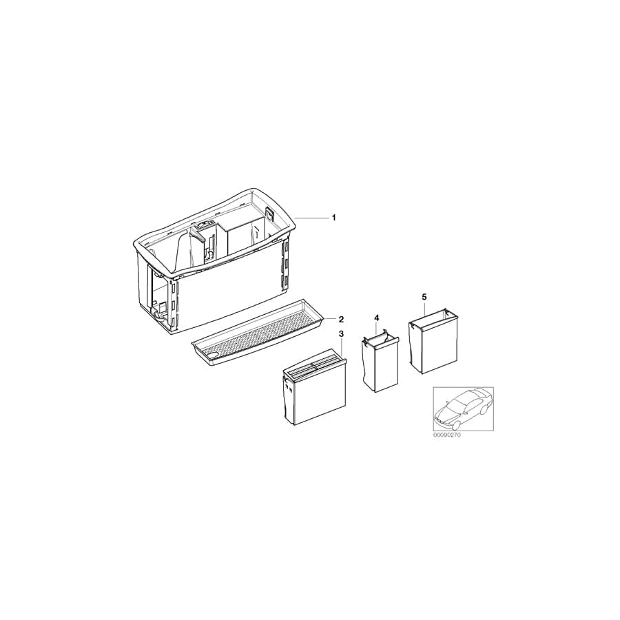 Genuine BMW 51167011618 E66 E67 E65 Tray For Glasses And Mobile Teleph. (Inc. 735Li, 745LiS & 745Li)