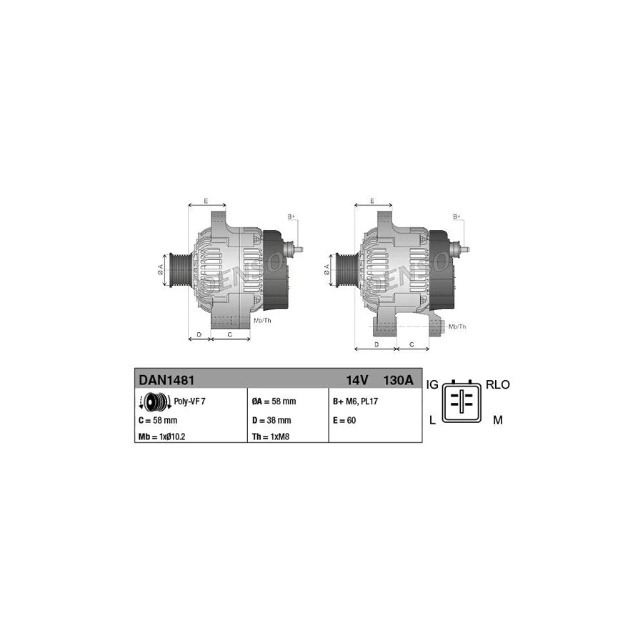 DENSO DAN1481 Alternator for Toyota Hiace