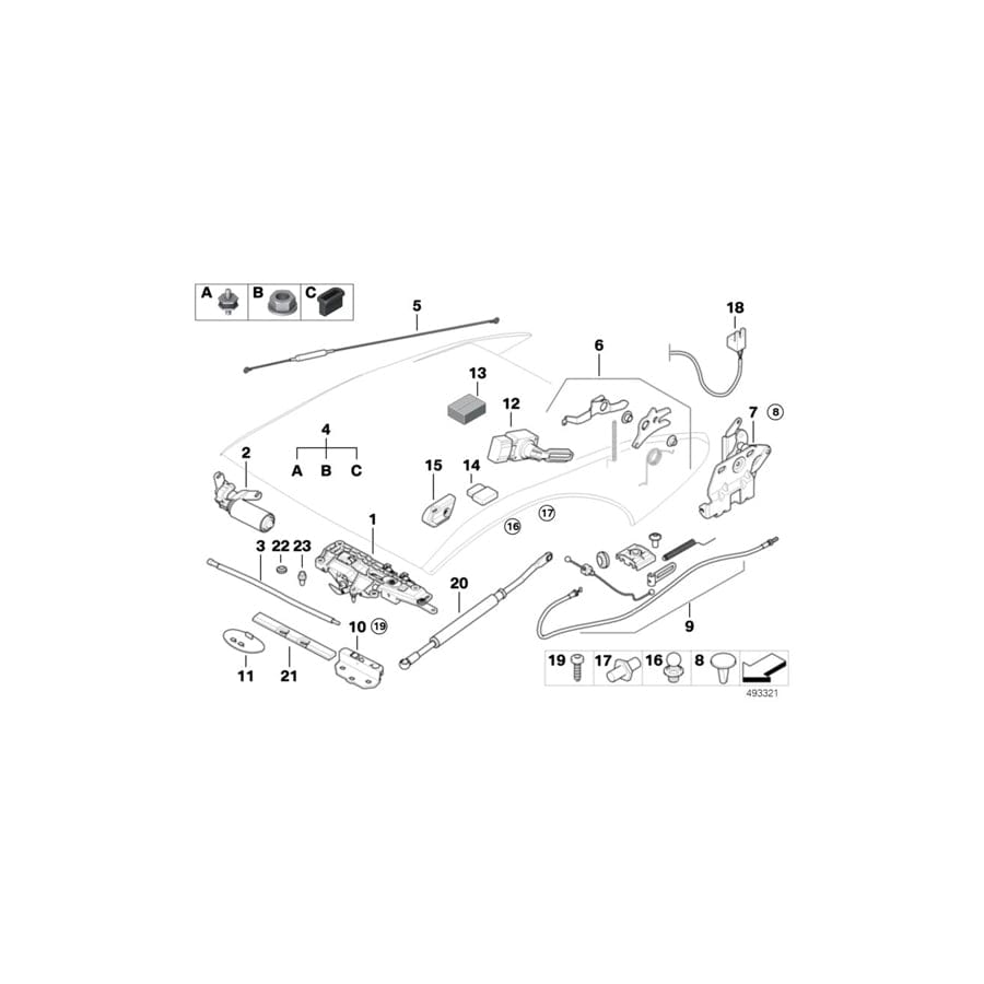 Genuine BMW 54347154633 E64 Repair Set Lock (Inc. 645Ci, 650i & 635d)