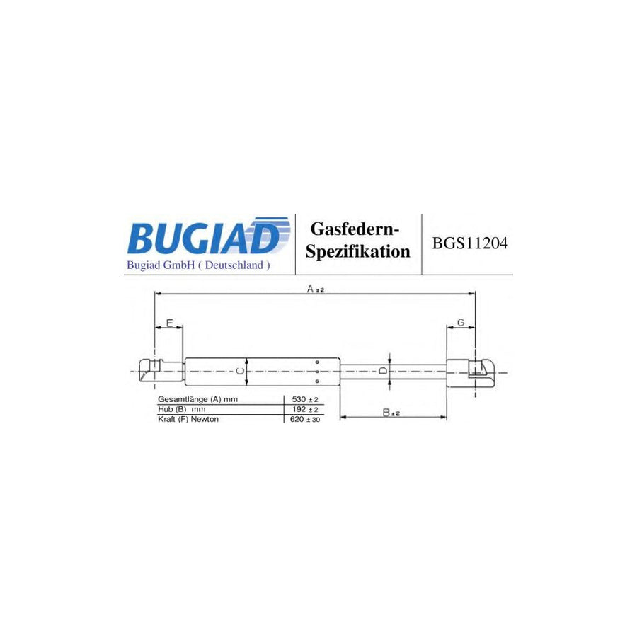 BUGIAD Bgs11204 Tailgate Strut for Peugeot 308 I Sw (4E, 4H)