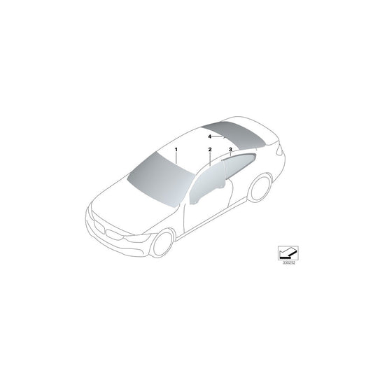 Genuine BMW 51377433356 F32 F82 Side Window, Rigid, Rear Right SSG SW HGL (Inc. 420i, 435iX & 440i)