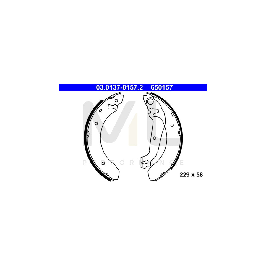 ATE 03.0137-0157.2 Brake Shoe Set for FORD SIERRA with lever