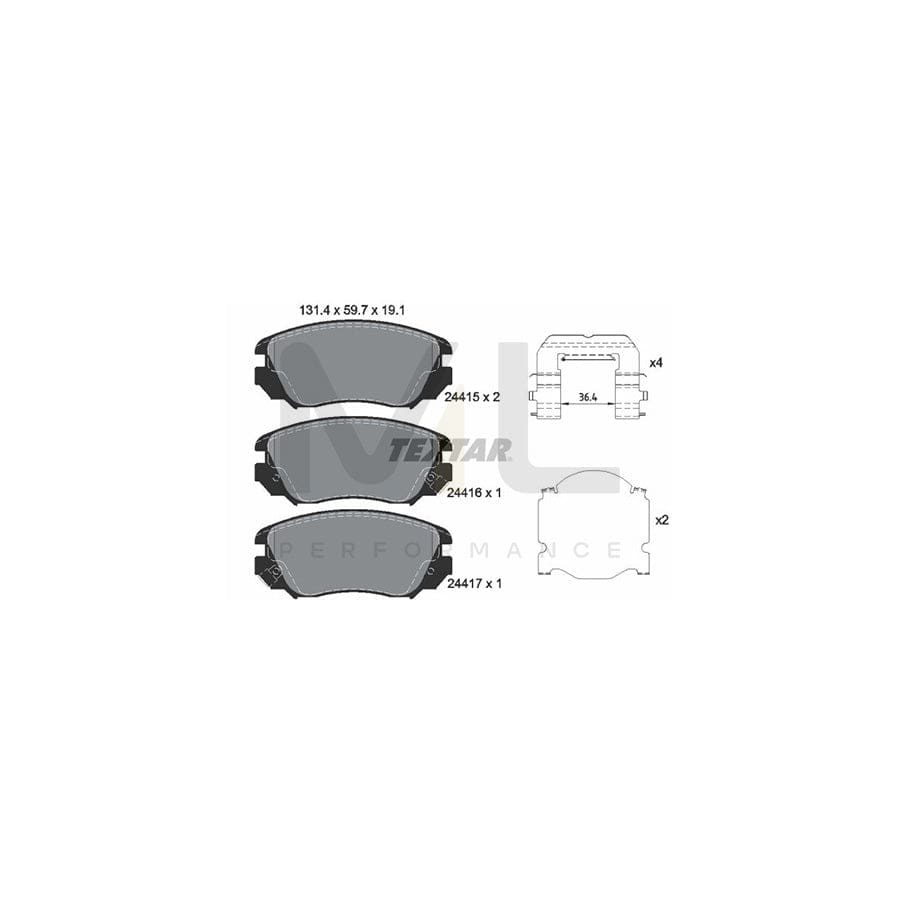 TEXTAR 2441501 Brake pad set with acoustic wear warning