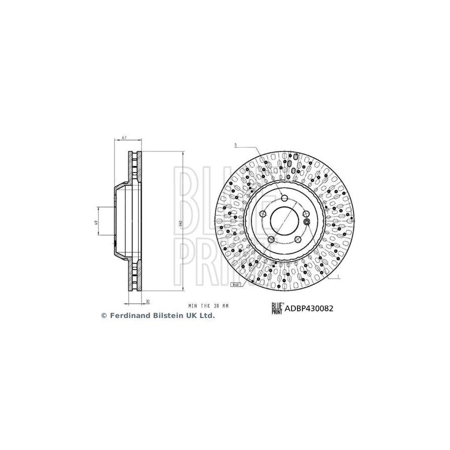Blue Print Adbp430082 Brake Disc Suitable for Mercedes-Benz S-Class Saloon (W222, V222, X222)