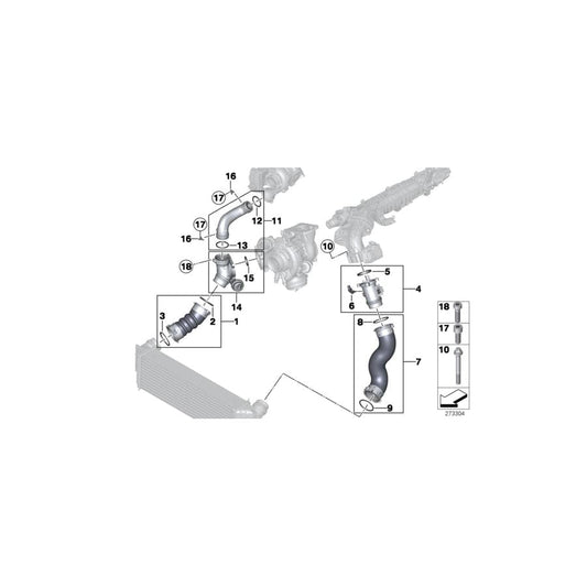 Genuine BMW 11618507706 F26 F36 F31 Charge Air Line (Inc. X4 35dX, 435dX & X3 35dX)
