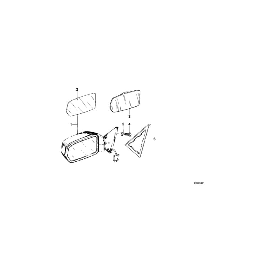 Genuine BMW 51161881445 E23 Electr.Exterior Mirror Left (Inc. 728i & 732i)