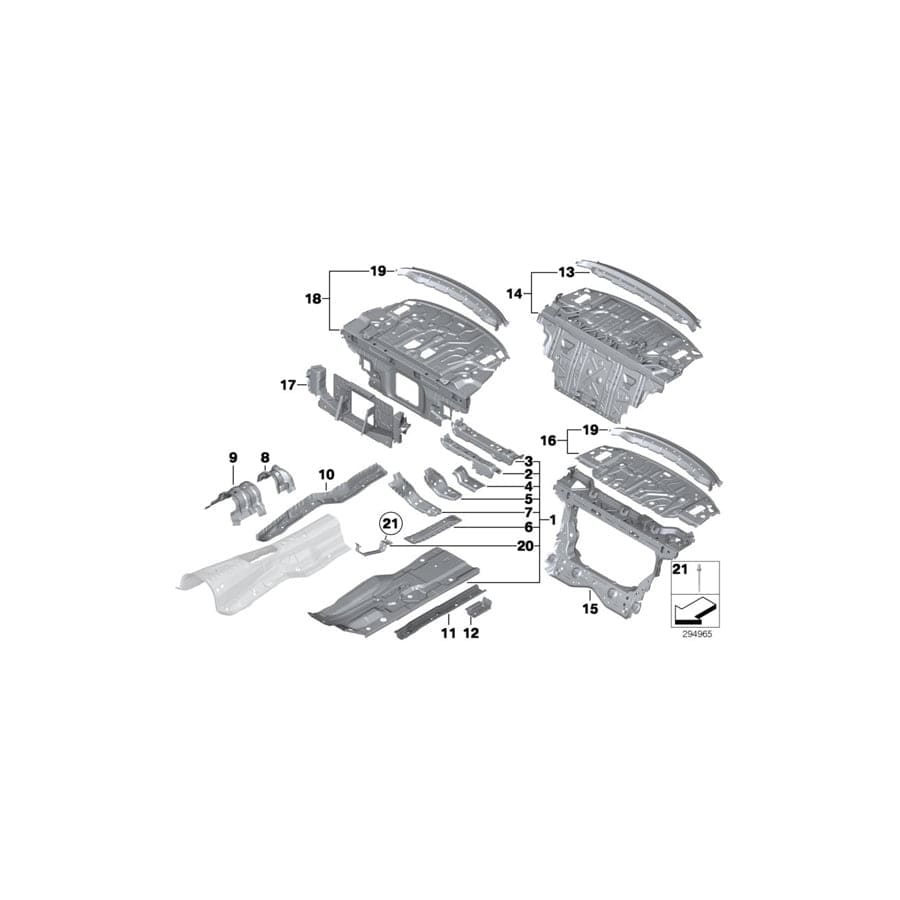 Genuine BMW 41117204150 F01 F11 F07 Reinforcement, Tunnel, Front Right (Inc. 750LiS, 640iX & 535iX)