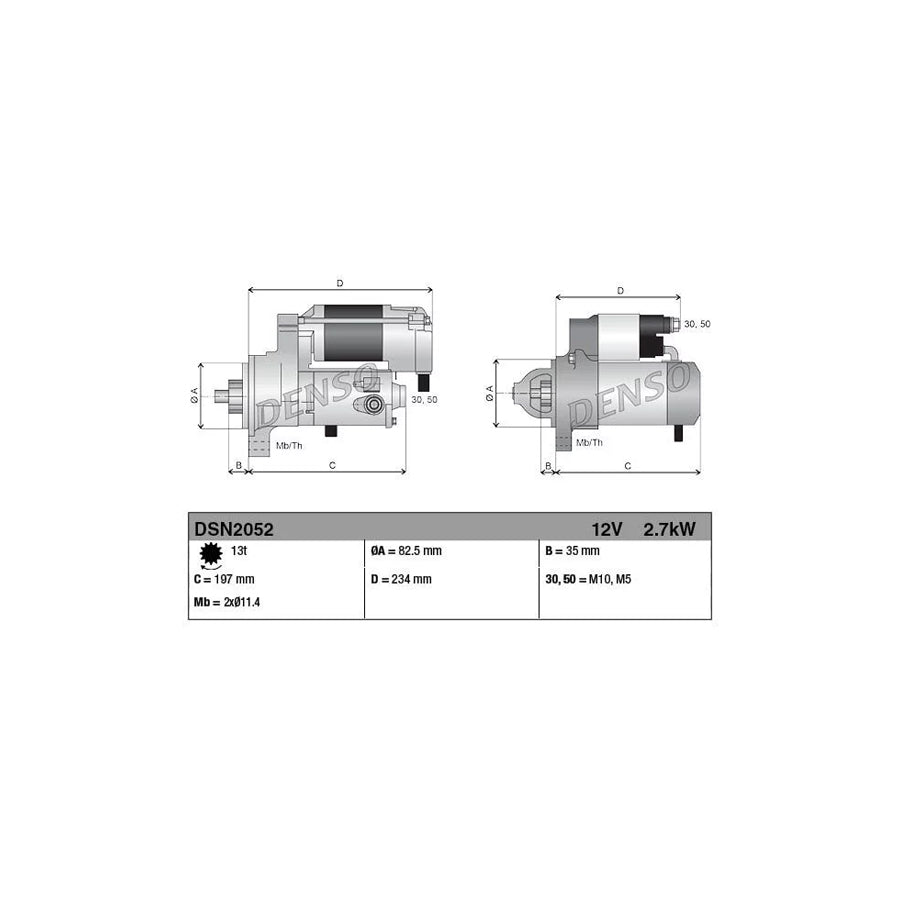 DENSO DSN2052 Starter Motor