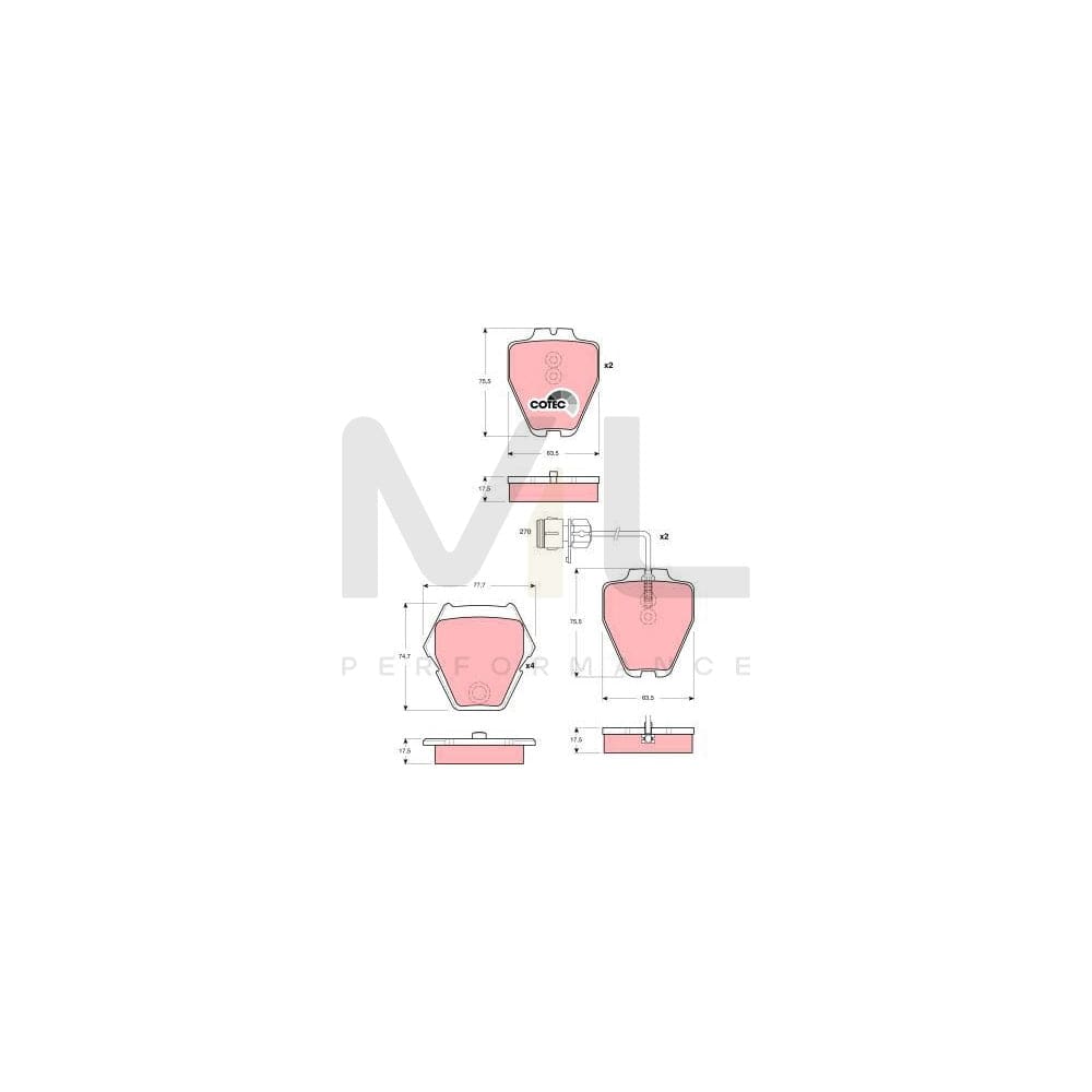 TRW Cotec Gdb1371 Brake Pad Set Incl. Wear Warning Contact
