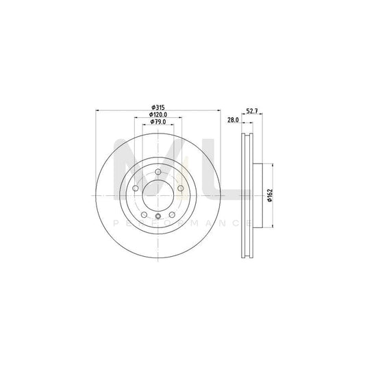 HELLA PRO 8DD 355 104-111 Brake Disc Internally Vented, Coated, without wheel hub, without wheel studs | ML Performance Car Parts