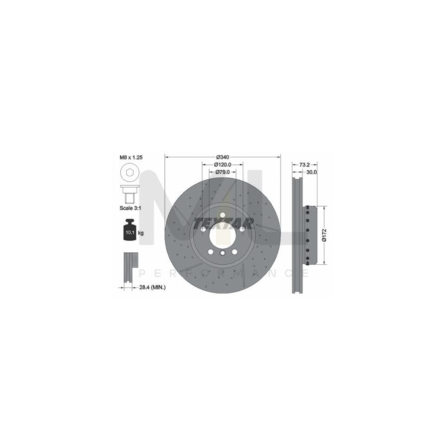TEXTAR PRO+ 92265025 Brake Disc Drilled dimples, Internally Vented, Slotted, Coated, High-carbon, with bolts/screws, without wheel hub, without wheel studs | ML Performance Car Parts