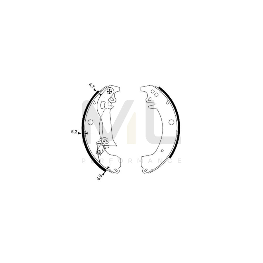 TEXTAR 91049900 Brake Shoe Set without handbrake lever, with accessories