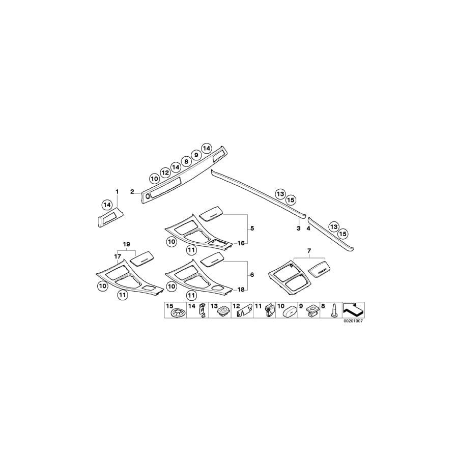 Genuine BMW 51436958250 E92 E93 Decorative Strip Trim Panel, Rear Right PAPPELMASER GR. (Inc. 328xi, 335is & 320d)