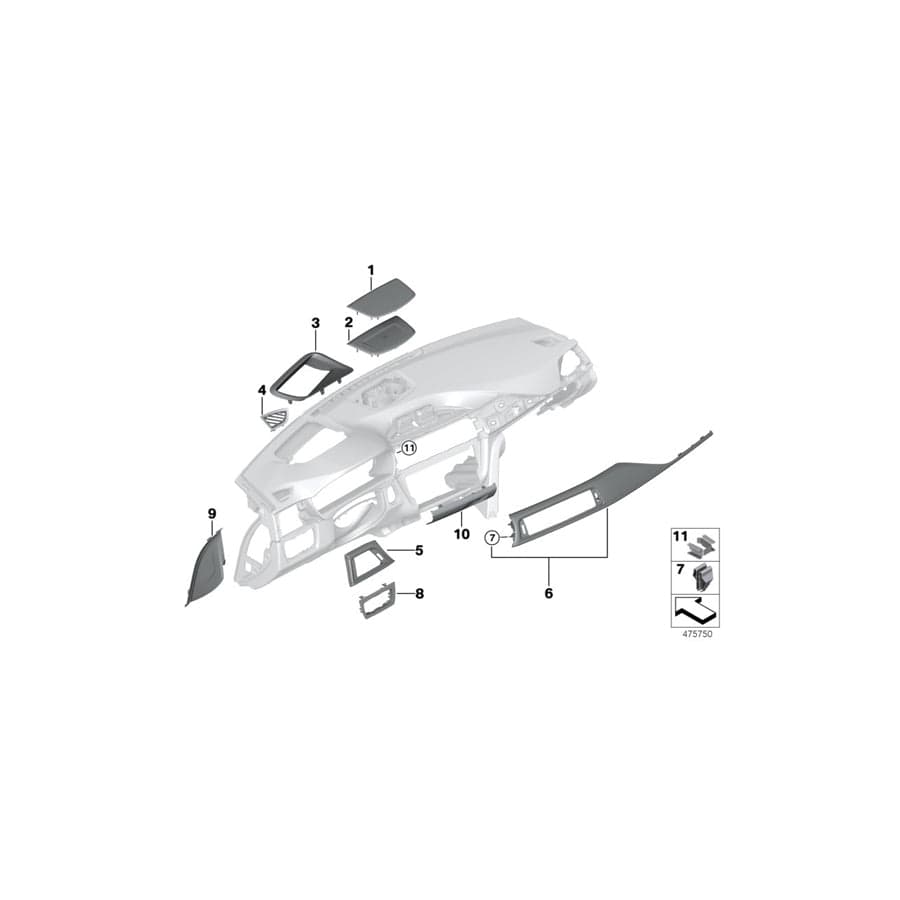 Genuine BMW 51456833326 F36 F31 F32 Cover Panel, Centerstack, Lower COGNAC (Inc. 330i, 318i & 335dX)