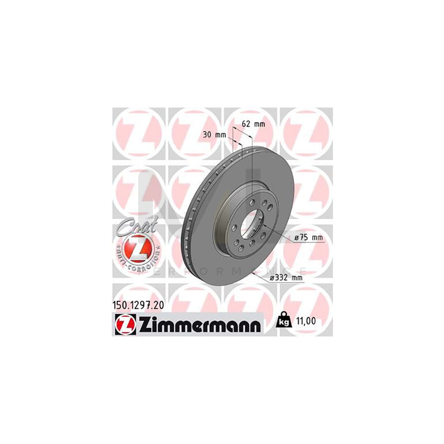ZIMMERMANN COAT Z 150.1297.20 Brake Disc for BMW X5 (E53) Internally Vented, Coated, High-carbon  - 1 piece