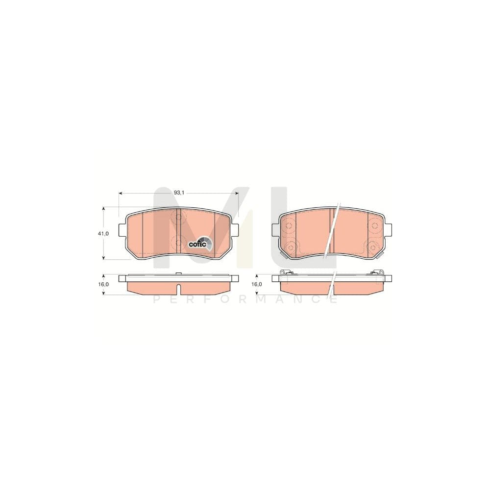 TRW Cotec Gdb3451 Brake Pad Set With Acoustic Wear Warning